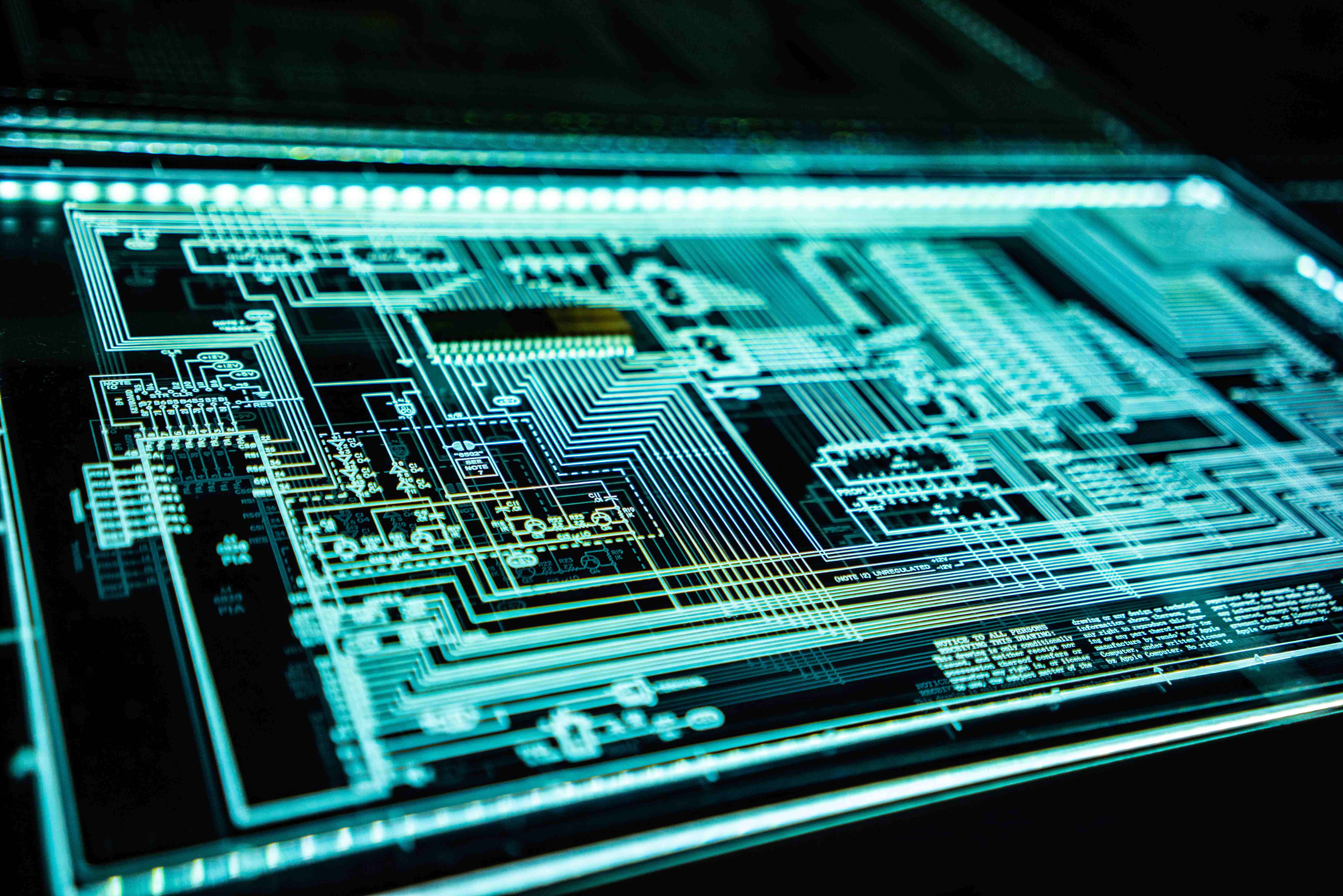 Acrylic motherboard with cyan blue lighting
